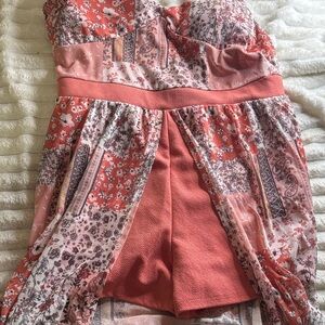 No Boundaries Coral Floral Romper